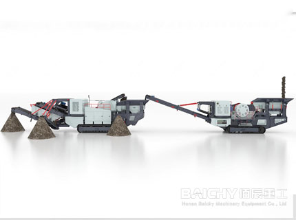Crawler type mobile jaw + impact crusher plant