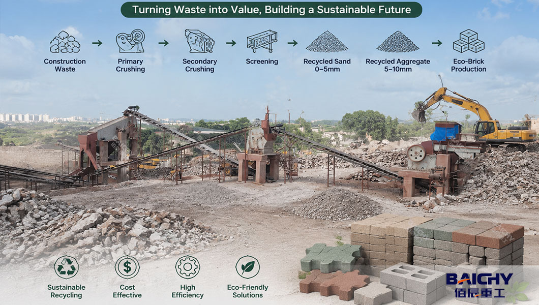 From Waste to Wealth: A 30-40 TPH Construction Waste Recycling Solution for Eco-Brick Making